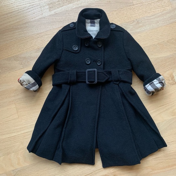 Burberry Other - Burberry Toddler Black Wool Pea Coat with Belt